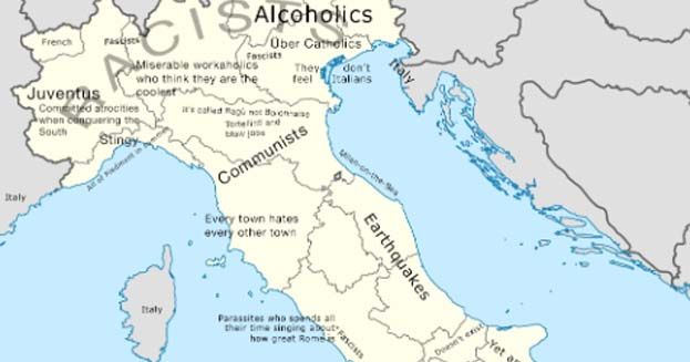 L'Italia nella mappa degli stereotipi e degli insulti